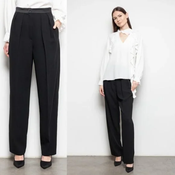 Marella 365 Arles Black Long Trouser Pleated Pants Size 6 NWT - Picture 2 of 9